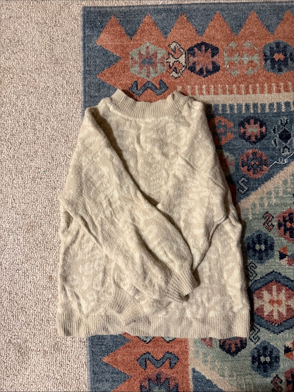 RD Style Cream Cable-Knit Turtleneck Sweater
